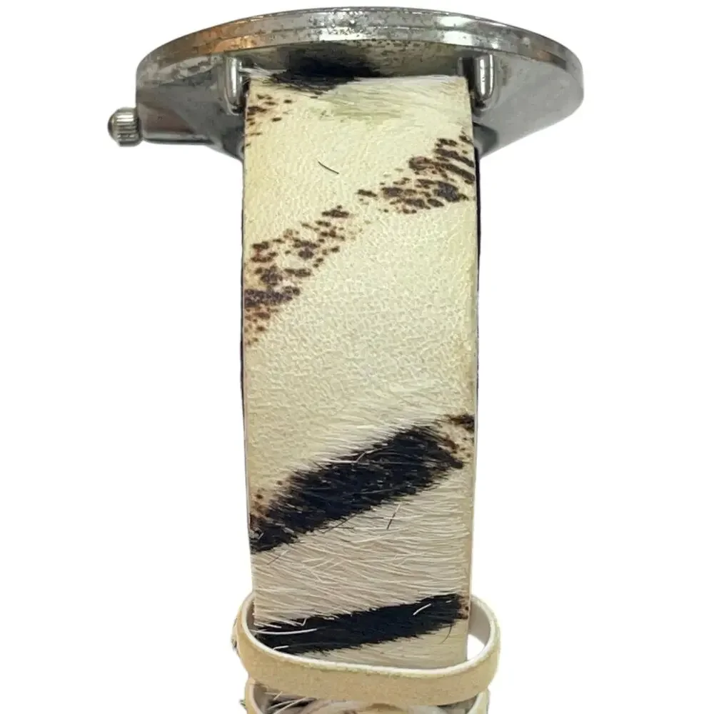 CHICO'S Women's RHINESTONE WATCH Beige Animal Print Band- NEW BATTERY